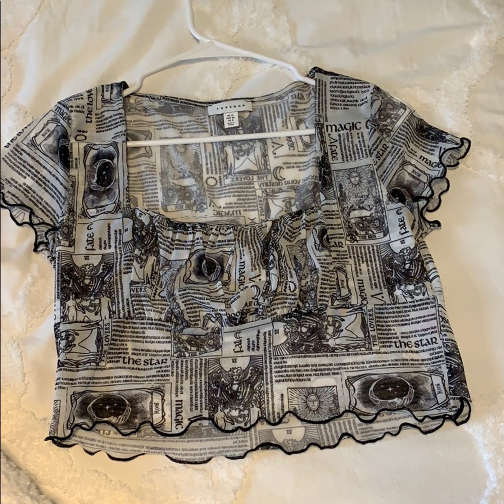 Mesh astrology top shop crop top